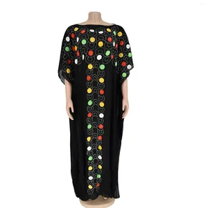 Robes de fête 2024 Diamants de mode Femmes Summer Wide Robe Design lâche noir décontracté maxi long vestide vestiaire pour Lady Abaya