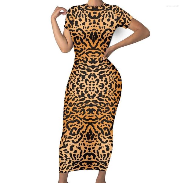 Vestidos de fiesta 2024 vestido largo suave 4xl mujeres leopardo estampado moteado ropa de manga corta precio de fábrica al por mayor disponible