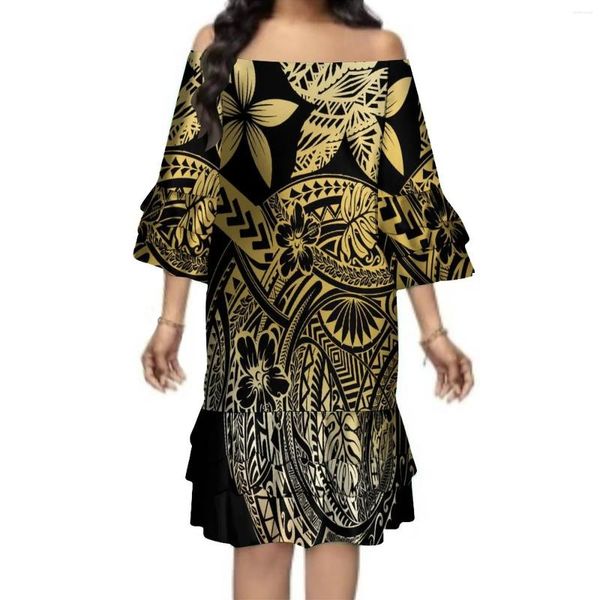 Robes de soirée 2024 Pletasi Double fente robe de Style élégant col en v Banquet tissu de haute qualité polynésien personnalisé été