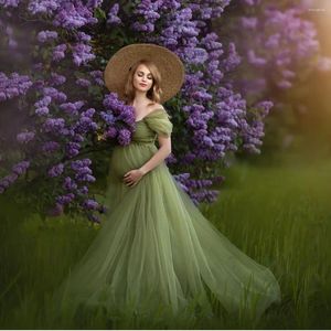 Vestidos de fiesta 2024 Sexy Maternity Vestido para mujeres Tul en capas hechas para ordenar túnicas nupciales Poshoot