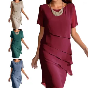 Feestjurken 2024 zomer chiffon gelaagde voor vrouwen vestidos para mujer onregelmatige dames elegante jurk outfits kleding