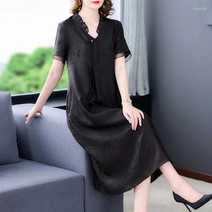 Robes de fête 2024 SIMPE SILK SHERNE EN SIGHNE BLACK VINTAGE ROBLE VELLE VELLE VELLE CHEONGSAM CHEONGSAM SPPE