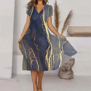 Robes de fête 2024 Robe longue femme d'été imprimé surdimension en V-col