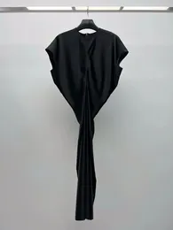 Robes de soirée 2024 Mode féminine Manches courtes Col rond Taille Robe acide acétique 0307