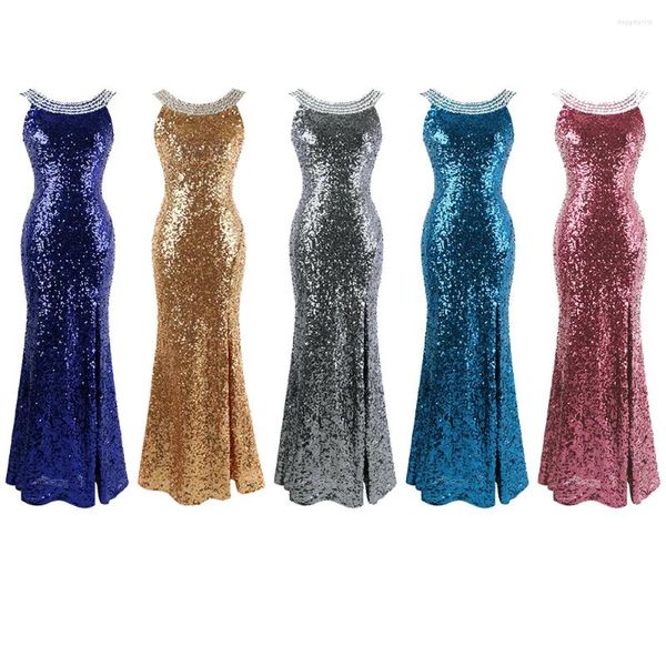 Vestidos de fiesta Fashions Angel-Fashions para mujeres sin cuello redondo para mujeres Beading Sparkle Sequin Prom Deptorado Flapper Vestido de vestuario de vestuario