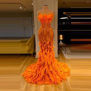 Robes de fête Arrivée Orange Prom Sirène longue Bless