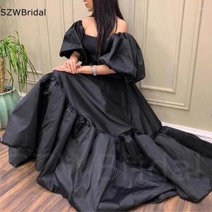 Robes de fête Arrivée V Neck Black Femmes Taffeta Dubaï Robe plus taille Abiye Vestidos de Fiesta