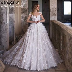 Robes de soirée Ashy Carol robe de mariée robe de mariée 2023 délicate perlée Scoop dentelle appliques mariée princesse dos chapelle train robe de mariée 0408H23