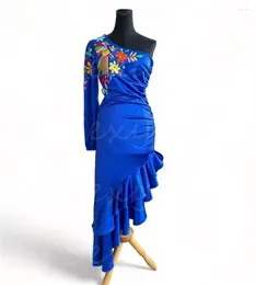 Robes de fête Prom bleu royal asymétrique avec broderie sexy une épaule courte robe de soirée