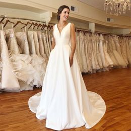 Robes de fête Vestidos Novias Boda mariage robes de mariée satin sheer robe hochzeitskleid idos para bodas sexy ivory 230322