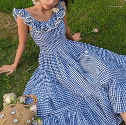 Vestidos de fiesta Ayualin Butterfly Manga Rayon Summer Long For Women Vintage Cotton Blue Dress Damas Vestidos Boho 2024