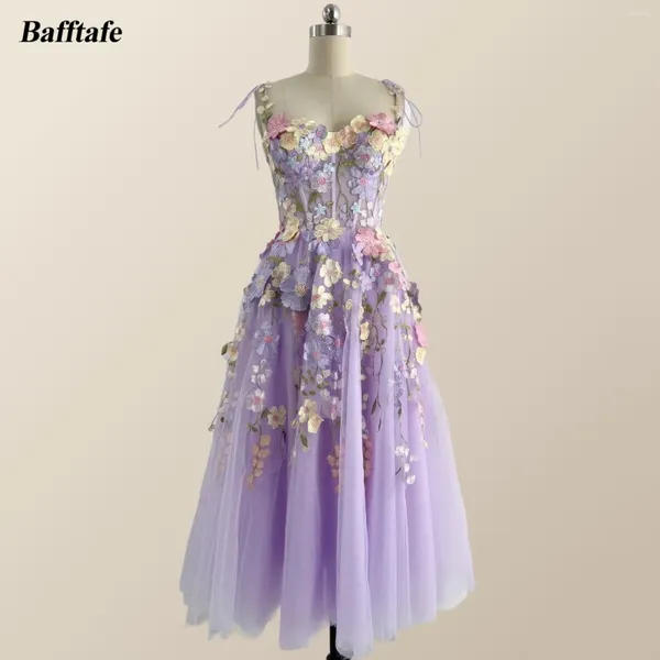 Vestidos de fiesta Bafftafe Lavender Floral PROM Corset Back ajustados Correas de bordado Vestidos de ocasión formal 2024