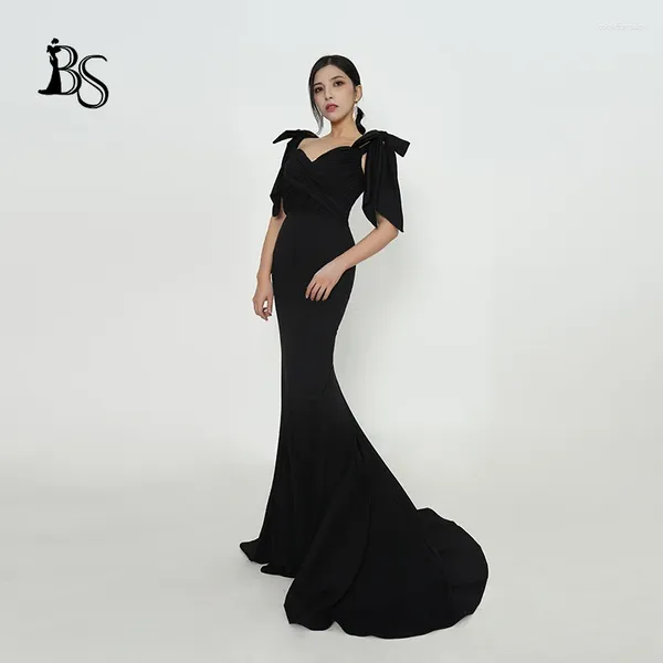 Robes de fête Baisha Robe de soirée noire Elegant Femmes Sirène Sirène Hôte Hôte Banquet Performance Long Jupe H281 Vestidos de Fiesta