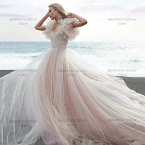 Robes de fête Robe de mariée princesse plage rose rose courtes manches nues robes nuptiales Boho sans mariée vestido de novia 230221