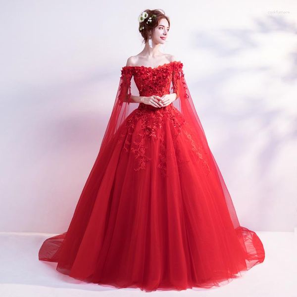 Vestidos de fiesta Beauty-Emily, vestidos de baile florales rojos, vestido de noche largo, hermosos apliques de cuentas para mujer, graduación, boda, elegante 2023