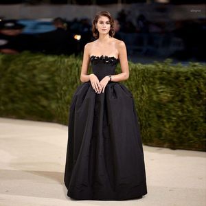 Robes de soirée noir mode femmes élégantes robe sans bretelles longueur de plancher soirée robe de bal célébrité photographie bal