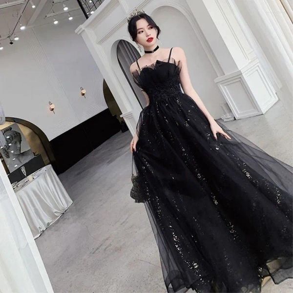 Robes de fête Black Long Swewed Lady Girl Girl Women Princess Bridesmaid Banquet Ball Prom Performance Robe Robe