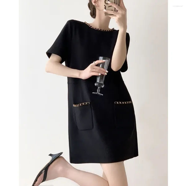 Vestidos de fiesta Vestido corto negro, pequeño y fragante para mujeres con un alto sentido del verano, alto y frío, el viento, el estilo de su hermana Hepburn