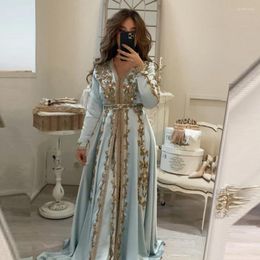 Feestjurken Blauw Marokkaanse Kaftan Kant Kralen Bruiloft Avondjurk Custom Vestidos De Fiesta Formele Aankomst EV122