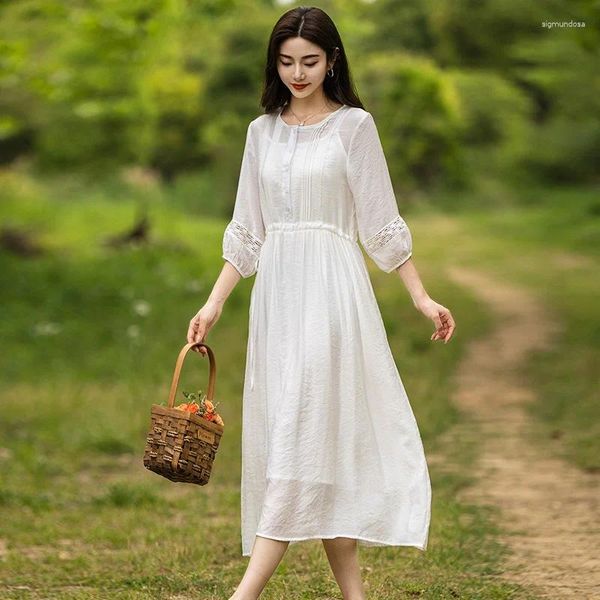 Vestidos de fiesta estilo bohemio playa sólida blanca linda moda mujeres primavera verano elegante vestido breve consultorio de trabajo damas