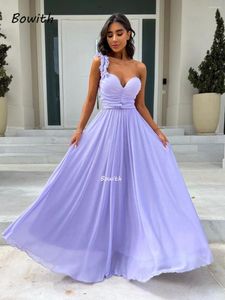 Robes de soirée Bowith lavande une épaule robe de soirée plis robe formelle pour les femmes élégante année noël