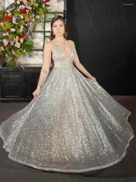 Robes de soirée Bowith Brillant Soirée Robe De Luxe Pour Gala 2023 Une Ligne Femme Cérémonie Paillettes Occasion Formelle Robe