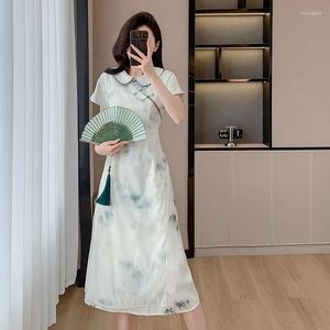 Robes de fête chinois 2024 Tempérament d'été féminin Robe de jupe verte de menthe