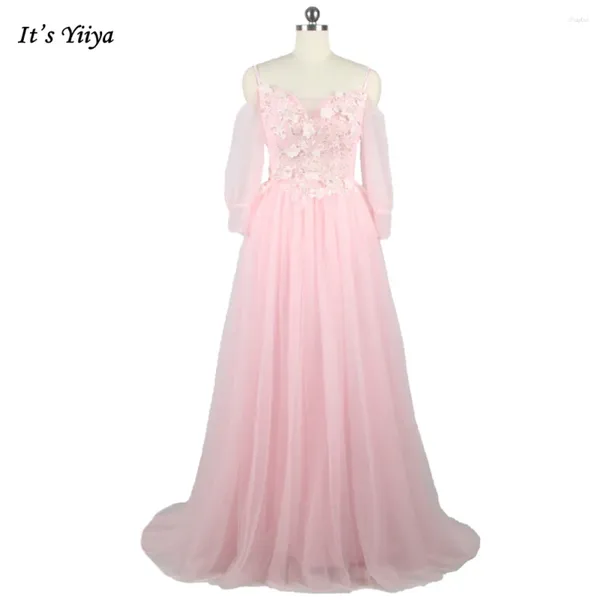 Robes de fête Clai de soirée robe de soirée rose appliques en tulle