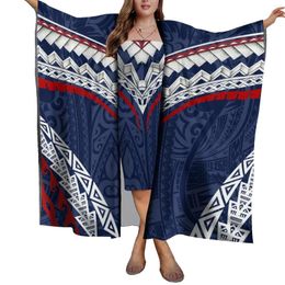 Robes de soirée Design personnalisé HD Imprimer Tribal Polynésien Femmes Plage Crème Solaire Châle Sarong Écharpe Dame Robe Légère Ensemble