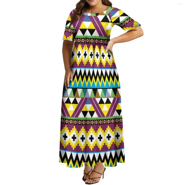 Vestidos de fiesta Vestido de mujer personalizado Patrón de diseño de arte africano Retro Puffy Temperamento de noche Verano Largo
