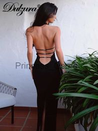 Vestidos de fiesta Dulzura 2022 Mujeres Sexy Y2K Ropa sin mangas Hollow Out Halter Backless Side Slit Bodycon Maxi Dress Outfits Club Prom Evening x0629
