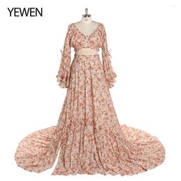 Robes de fête élégant coton imprimé floral femme robe de soirée