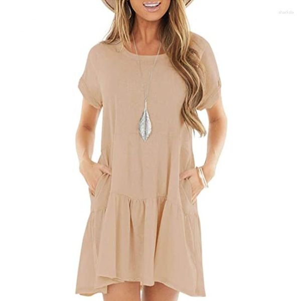 Vestidos de fiesta Chica elegante Ocio Acogedor Suave Sólido OEM Venta al por mayor Vintage Jersey Vestido regular Dulce Estilo Robe Vestidos femeninos