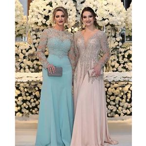 Feestjurken Elegante luxe moeder van de bruid Kristallen Beading Two Styles Chiffon Plus Size Wedding Jurns Evening Jurk 230208