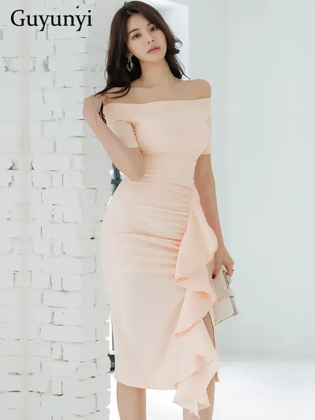 Robes de fête élégant bureau dame robe rose sexy