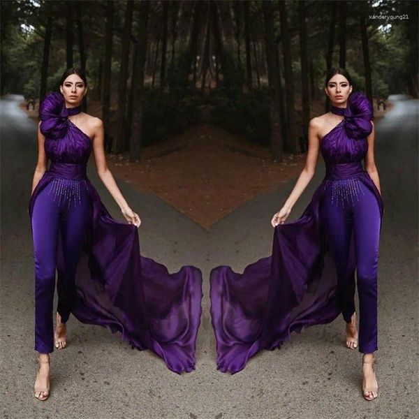 Robes de fête Élégant robe de soirée pour la combinaison violette 2024 Sexe un pantalon d'épaule