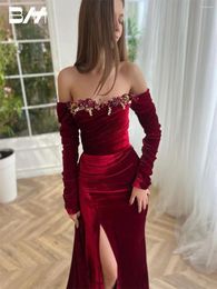 Feestjurken Elegante strapless 3D Flower Evening Jurk Modern Off the Shoulder High Slit Cocktail Gown Vestidos de Novia