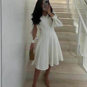 Vestidos de fiesta enkern VNeck ALine Noche Formal Arabia Saudita Plisado Blanco Mangas largas Batas de 2023 230515