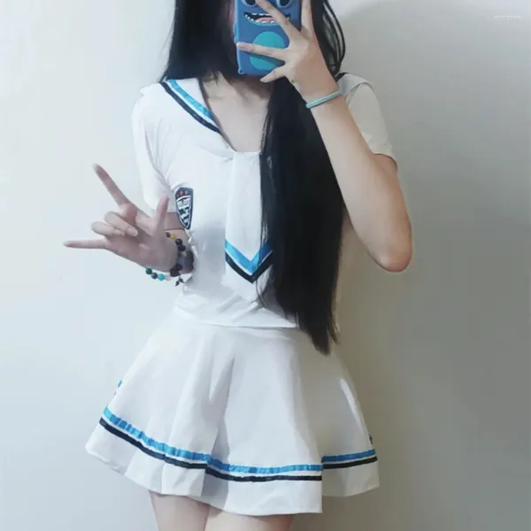 Vestidos de fiesta Erótico Estudiante Juego de rol Traje Plisado Minifalda Traje Corto Top Uniforme Cosplay Lencería Ropa Ropa de dormir