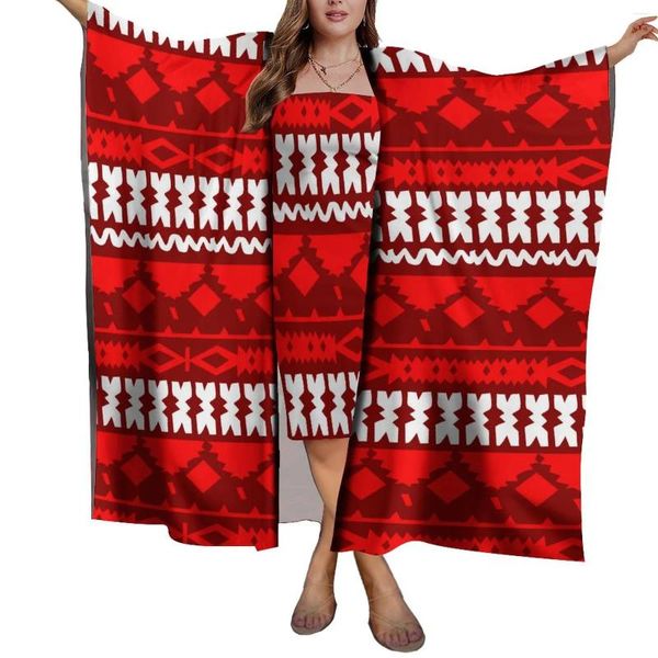 Robes de soirée Est Samoan Design personnalisé Polynésien Tribal Femmes Plage Crème Solaire Châle Sarong Écharpe Lady Robe Légère Ensemble