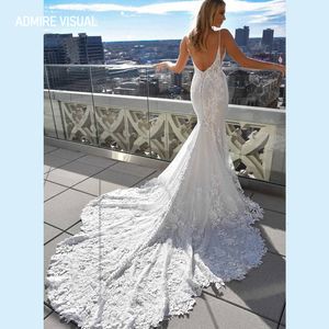 Robes de soirée est robe de mariée sirène dentelle décolleté en V profond dos ouvert bretelles spaghetti grande taille robe de mariée Vestidos De Novia 230224