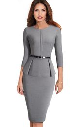 Robes de soirée Soirée Vintage Vêtements élégants pour travailler avec ceinture Peplum vestidos Business Bodycon Office Carrière Femmes Robe d'été 230301