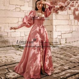 Robes de fête Fairy Pink Long Prom 2024 Pouffure Puff Rangs de soirée Formeaux Formatura Formatura Formatura