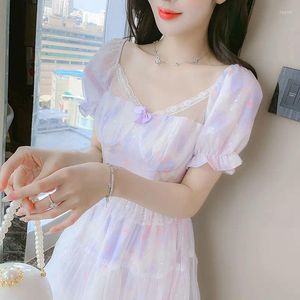 Vestidos de fiesta Hada dulce encaje costura vestido mujeres 2023 Primavera Verano princesa al óleo pintura corta Corea moda Y2K Kawaii