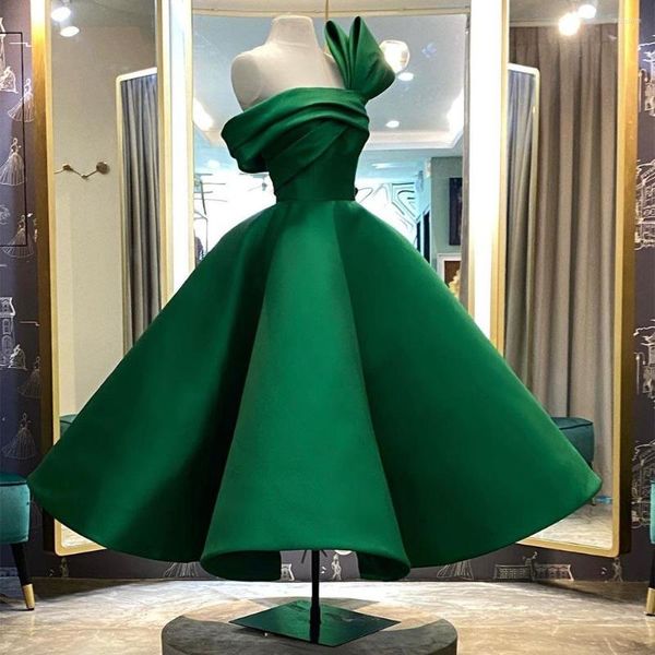 Robes de soirée mode 2023 sans bretelles vert satin robe d'occasion formelle longueur sur mesure robe de bal