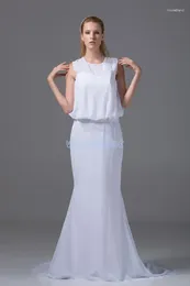 Robes de fête mode formel 2024 vestidos de noiva robes pour la taille de la taille des femmes en mousseline de soie blanche