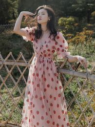 Robes De soirée femme décontracté Vintage robes fraise robe demoiselle d'honneur De Mujer Maxi femme formelle Legant