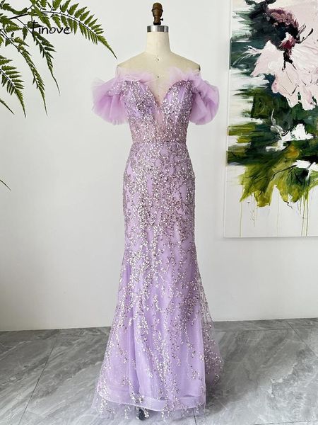 Robes de fête Finove Product Purple Elegant Tube Top Robe de soirée Séquette sans manches pour le luxe saoudien 2024