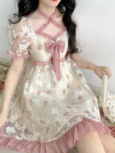 Robes de fête Floral kawaii lolita mini robe femme imprimé style coréen doux mignon fée japonaise décontractée élégante été 2024