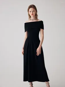 Feestjurken Franse vouwkraag kraag gekleurd jurk dames zwarte hepburn sexy off -schouder